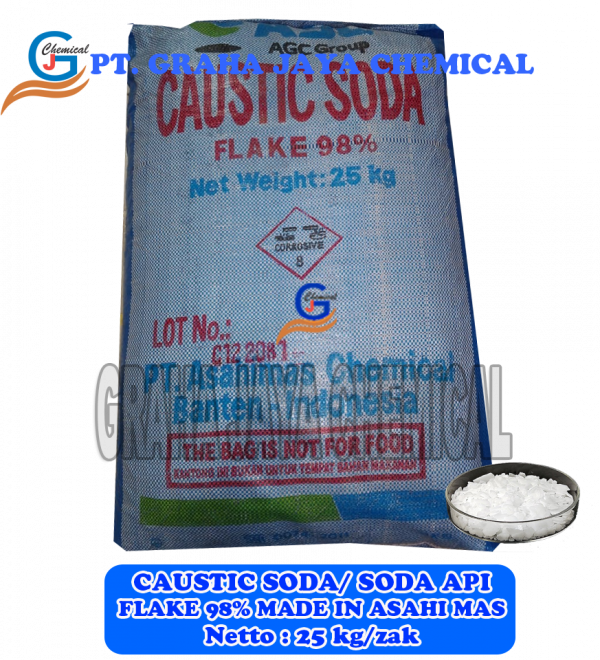 Caustic Soda Flake 98% Asahi - Naoh Lokal - Soda Api Asahi 25 KG