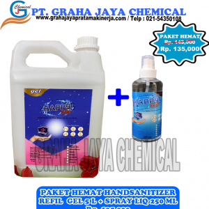 HAPPY KLIN Paket Hemat Handsanitizer Refill [5 L/ Gel + 250 mL/ Liquid]